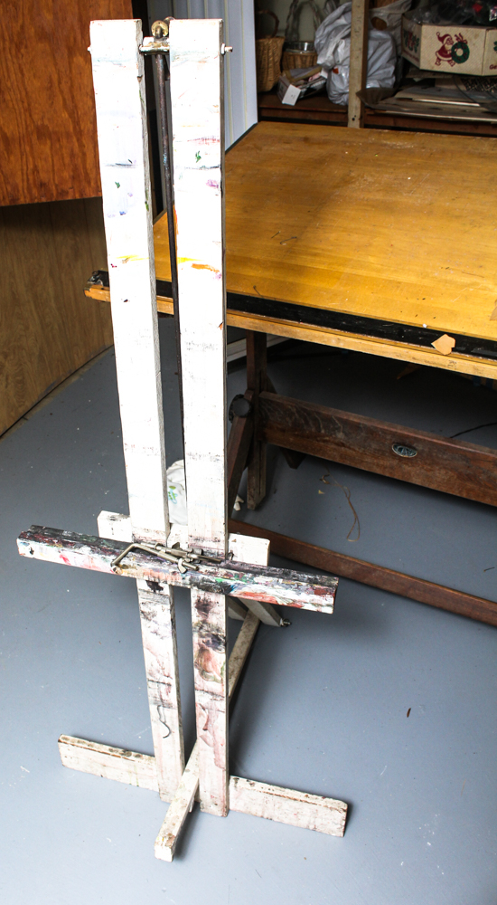 Vintage  Industrial Anco Bilt Wood Drafting Table and Painting Easel