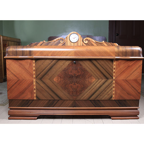 Art Deco Lane Waterfall Cedar Chest With Windsor Clock