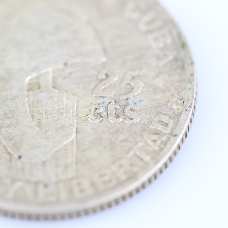 1953 Cuba 25 Centavos Commemorative Silver Coin
