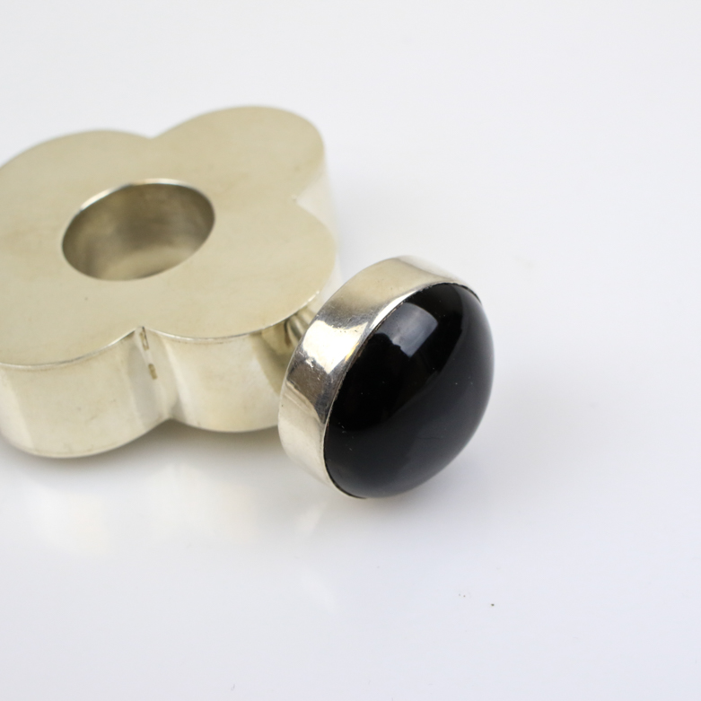 Sterling Silver and Onyx Perfume Bottle