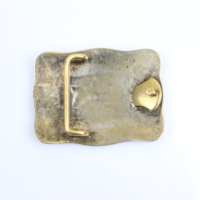 Vintage Crumrine 22K Yellow Gold Plate Over Sterling Silver Belt Buckle