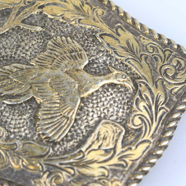 Vintage Crumrine 22K Yellow Gold Plate Over Sterling Silver Belt Buckle