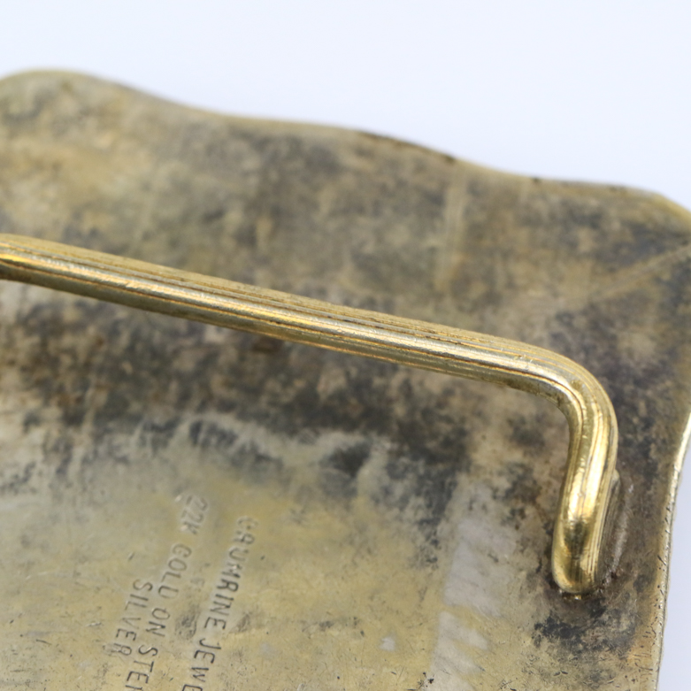 Vintage Crumrine 22K Yellow Gold Plate Over Sterling Silver Belt Buckle