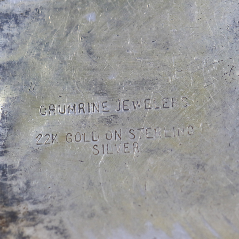 Vintage Crumrine 22K Yellow Gold Plate Over Sterling Silver Belt Buckle