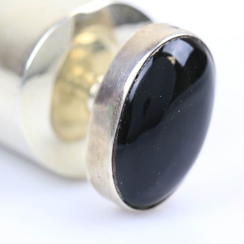 Vintage Taxco Sterling Silver and Onyx Perfume Bottle