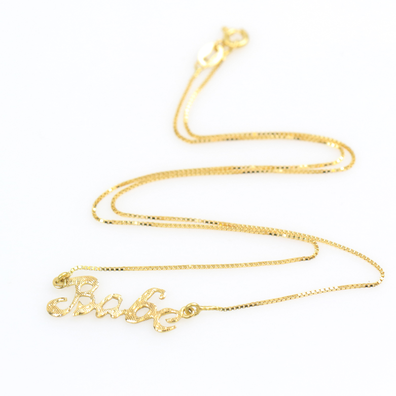 14K White Gold Heart Pendant and 18K Yellow Gold "Babe" Pendant Necklaces