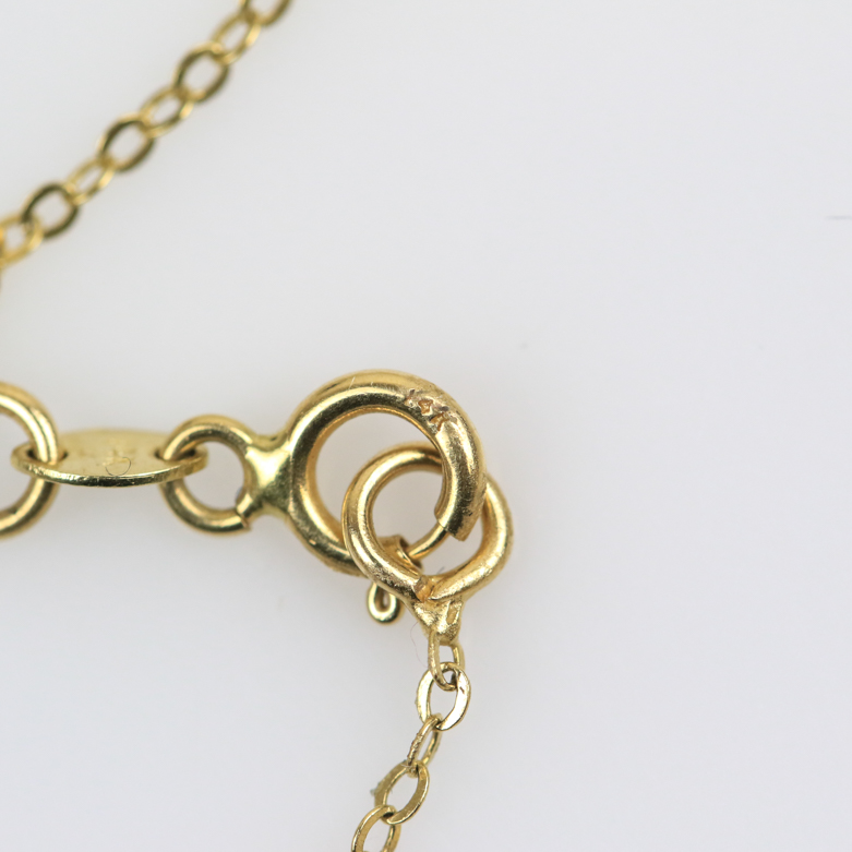 14K Yellow Gold and Bezel Set Cubic Zirconia Solitaire Necklace