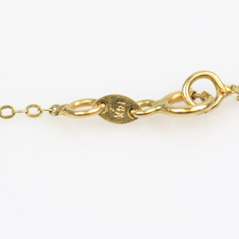 14K Yellow Gold and Bezel Set Cubic Zirconia Solitaire Necklace