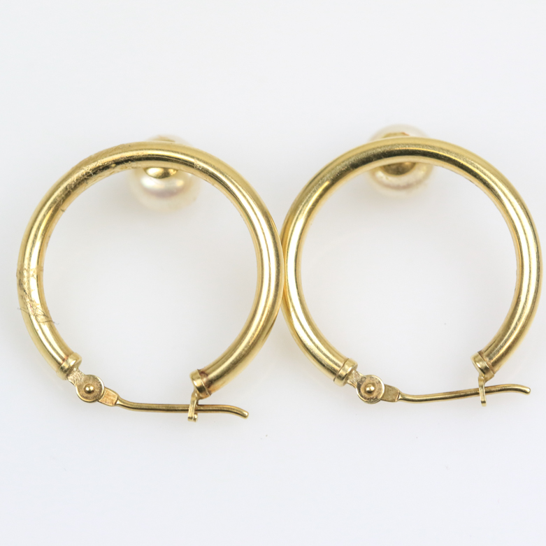 Two Pairs of 14K Yellow Gold Earrings