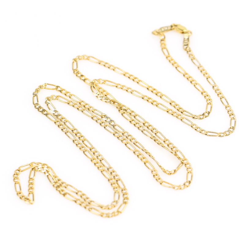 14K Yellow Gold Italian Figaro Chain