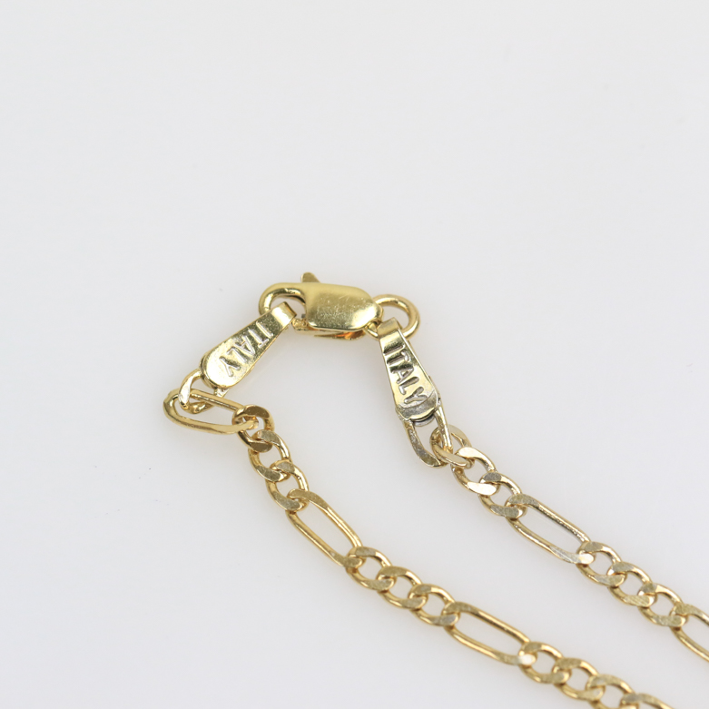 14K Yellow Gold Italian Figaro Chain