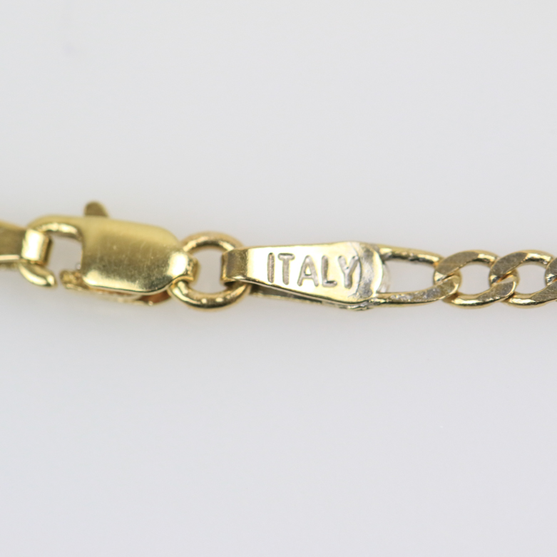 14K Yellow Gold Italian Figaro Chain