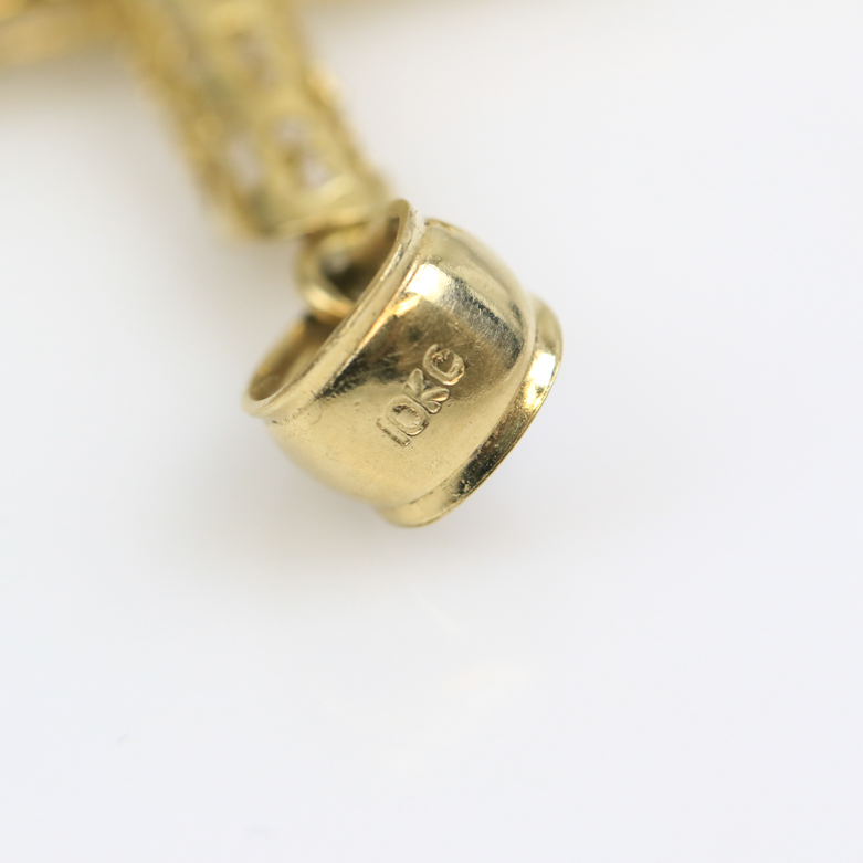 10K Yellow Gold Pierced Hollow Cross Pendant