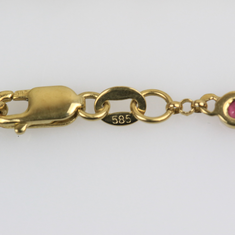14K Yellow Gold and Ruby Link Bracelet