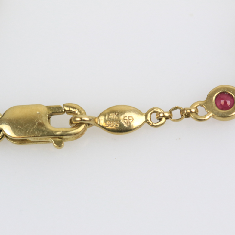 14K Yellow Gold and Ruby Link Bracelet