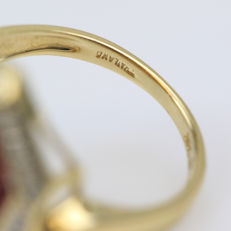 14K Yellow Gold, 1.12 CTW Ruby, and Diamond Hexagonal Cocktail Ring