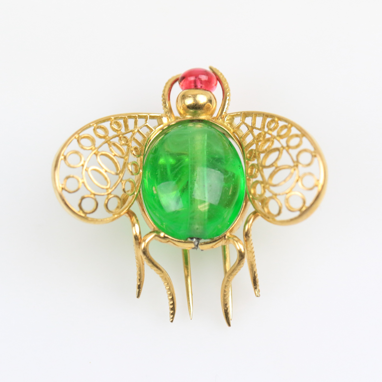 Vintage 18K Yellow Gold Insect Scarf Pin