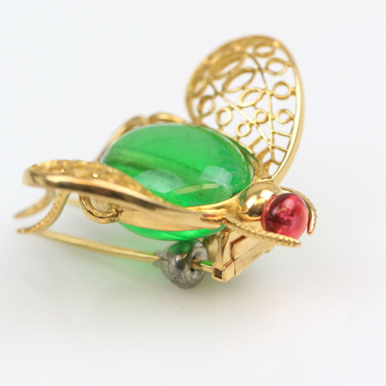 Vintage 18K Yellow Gold Insect Scarf Pin