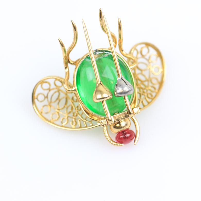 Vintage 18K Yellow Gold Insect Scarf Pin