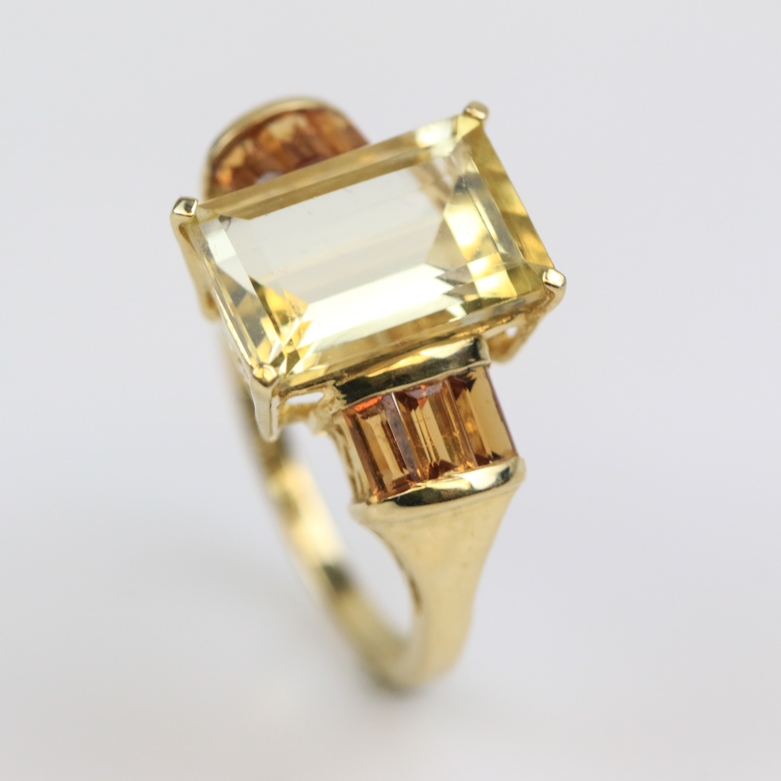 14K Yellow Gold and Citrine 4.30 CTW Three Stone Cocktail Ring