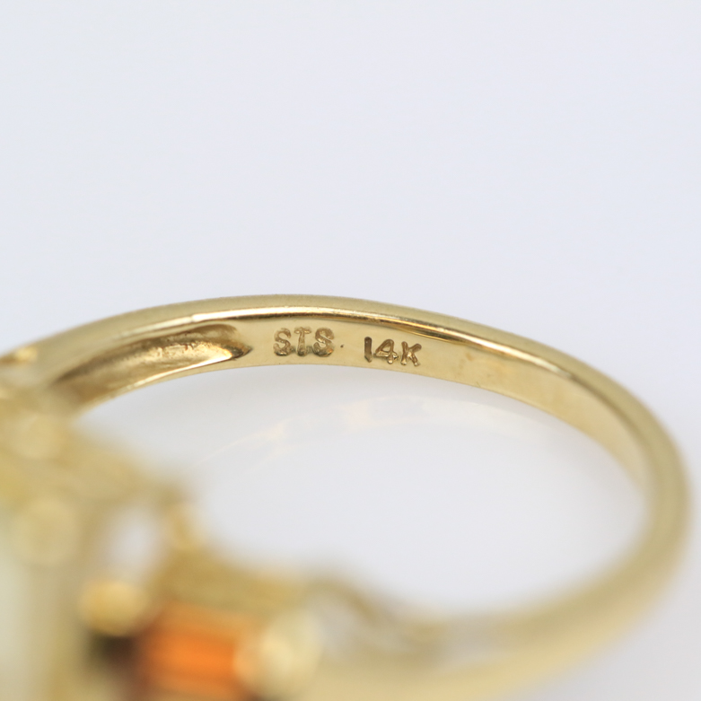 14K Yellow Gold and Citrine 4.30 CTW Three Stone Cocktail Ring