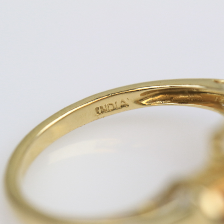 14K Yellow Gold and Citrine 4.30 CTW Three Stone Cocktail Ring