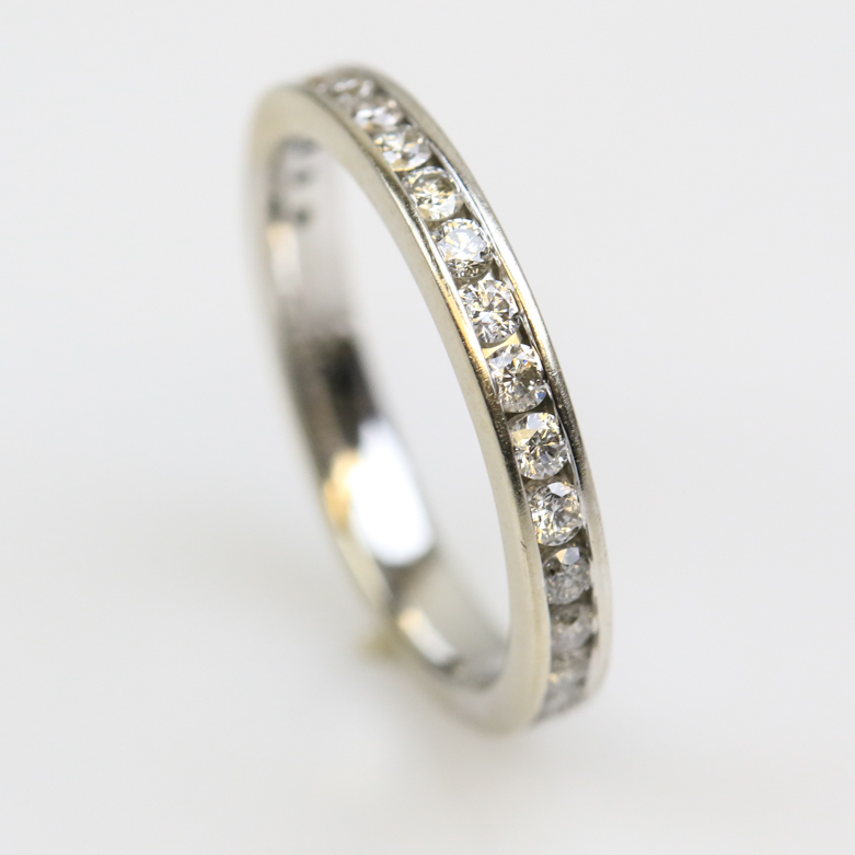 Mireya 14K White Gold and Channel Set Diamond Band