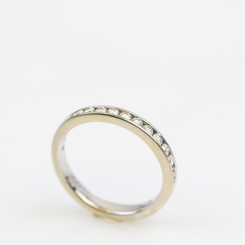 Mireya 14K White Gold and Channel Set Diamond Band