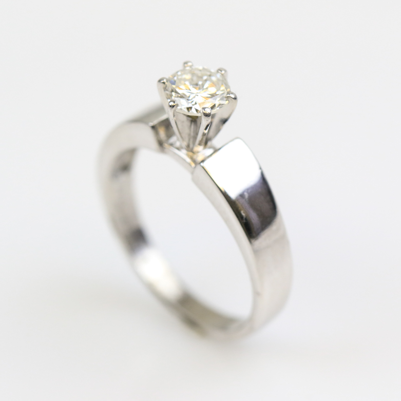 Marinelli 14K White Gold and Diamond Cathedral Solitaire Engagement Ring