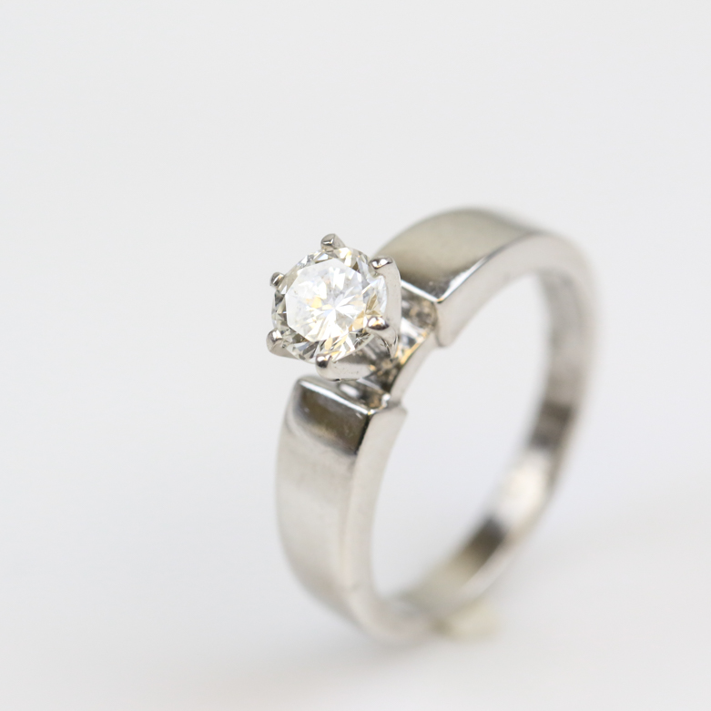 Marinelli 14K White Gold and Diamond Cathedral Solitaire Engagement Ring