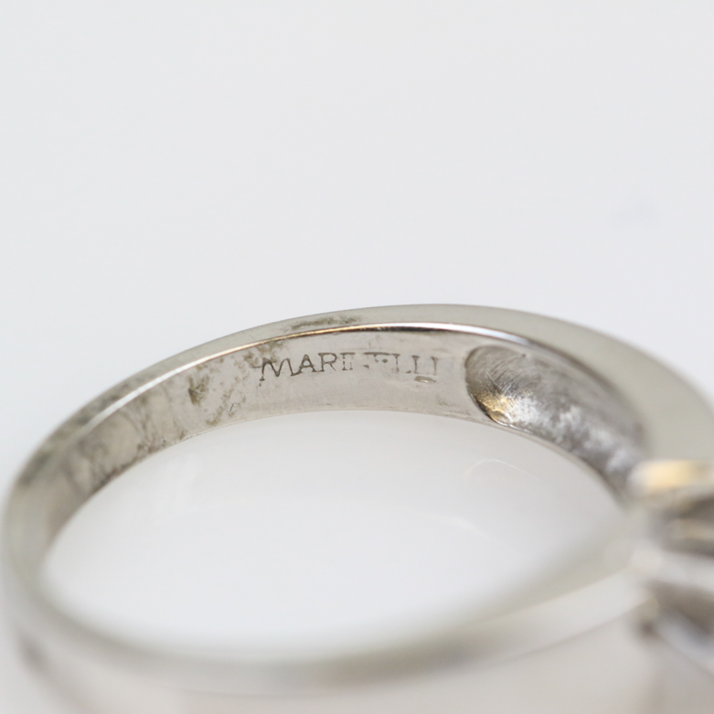 Marinelli 14K White Gold and Diamond Cathedral Solitaire Engagement Ring