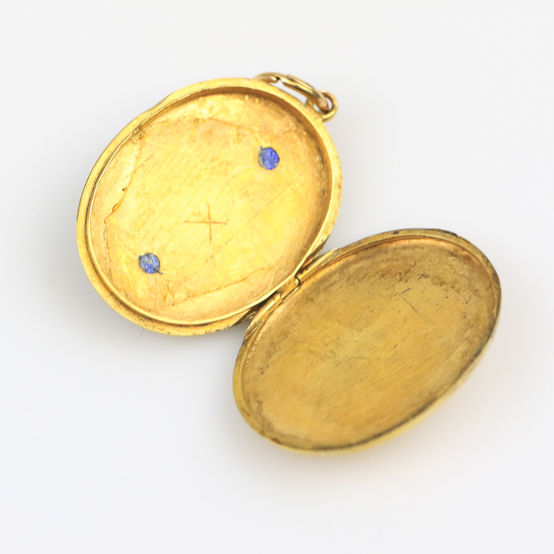 Victorian 14K Yellow Gold, Pearl, and Enamel Lily of the Valley Mourning Locket