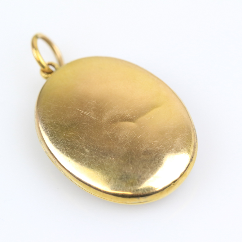 Victorian 14K Yellow Gold, Pearl, and Enamel Lily of the Valley Mourning Locket