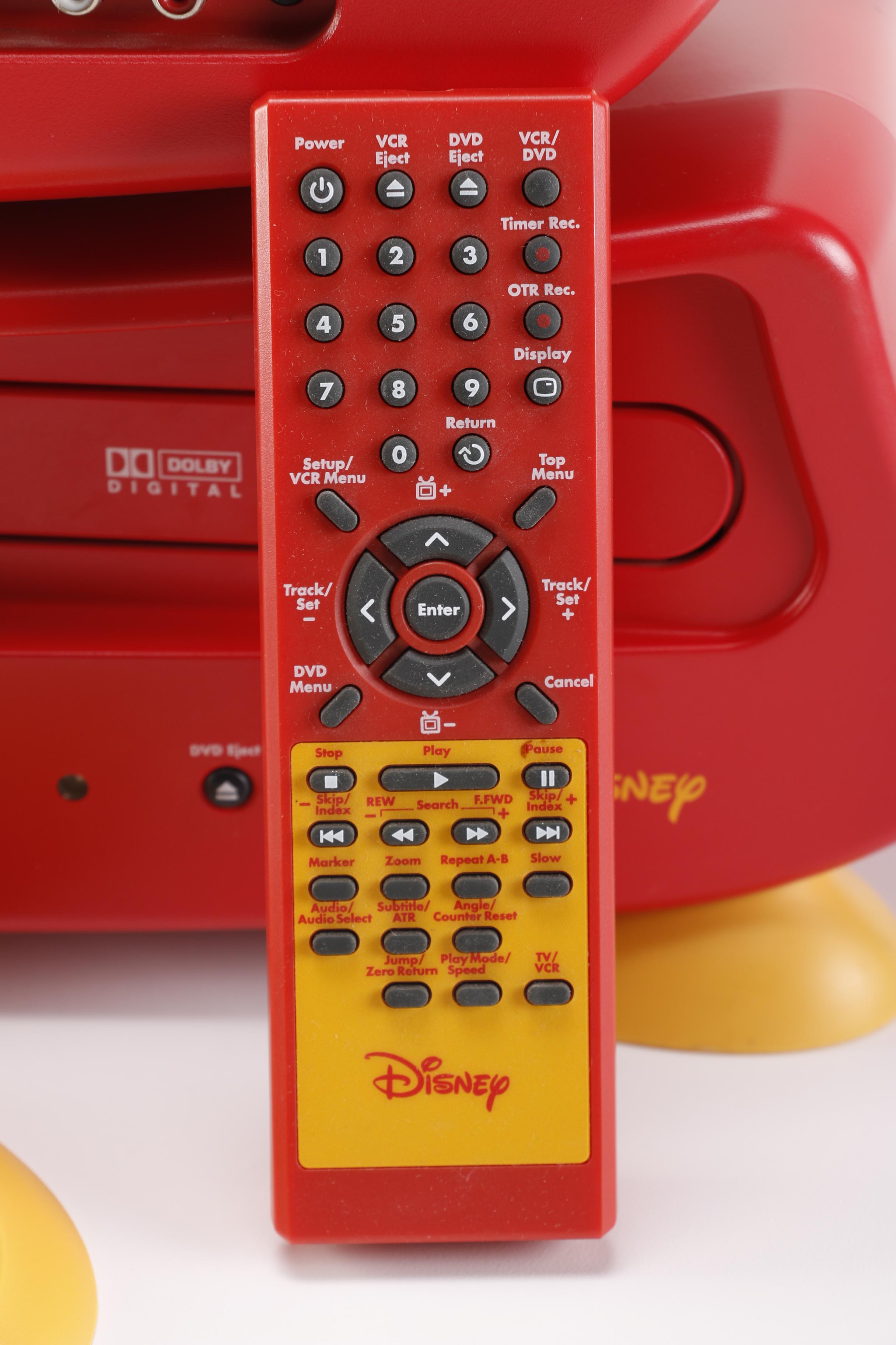 Disney Mickey Mouse Theme Television and Matching VHS/DVD Player