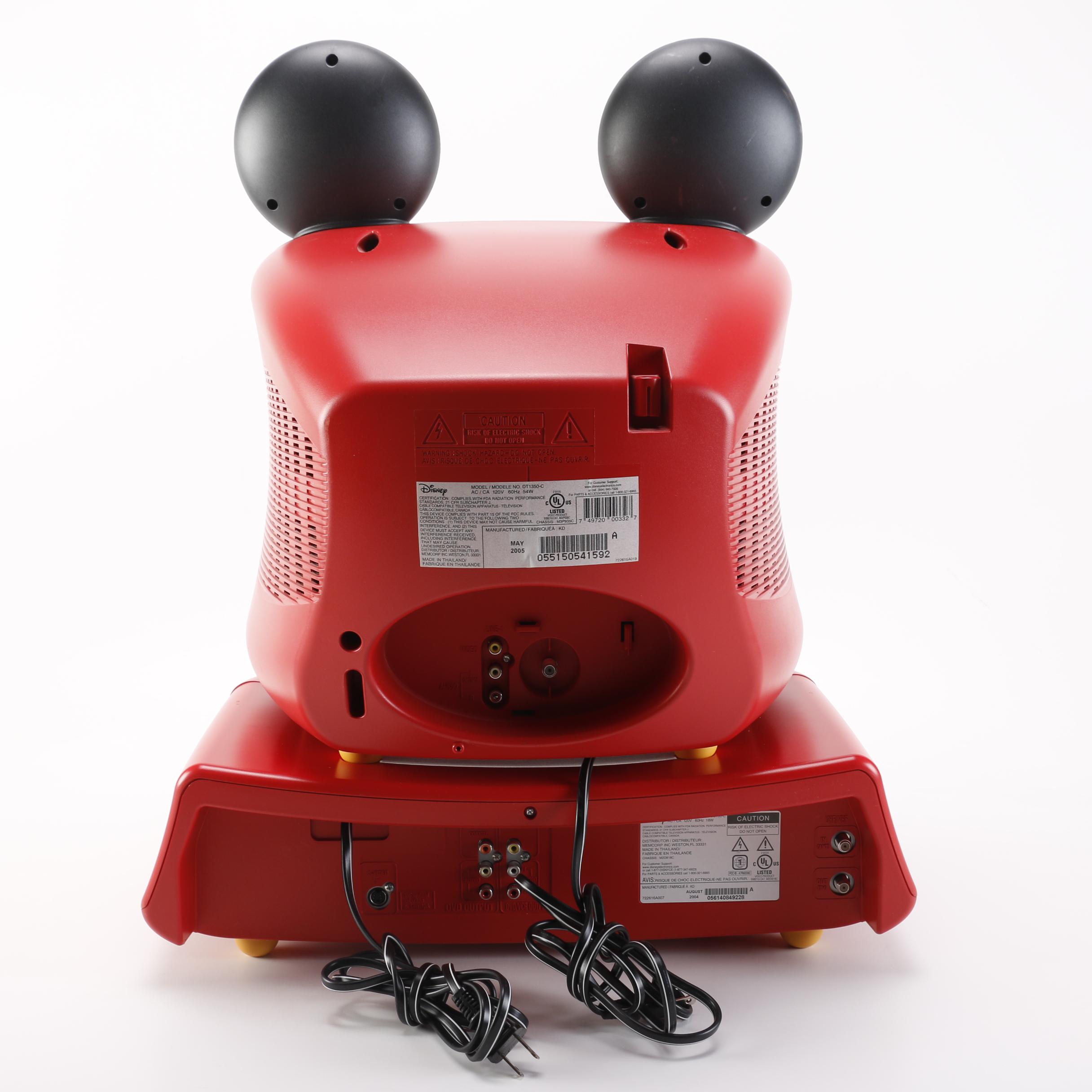 Disney Mickey Mouse Theme Television and Matching VHS/DVD Player