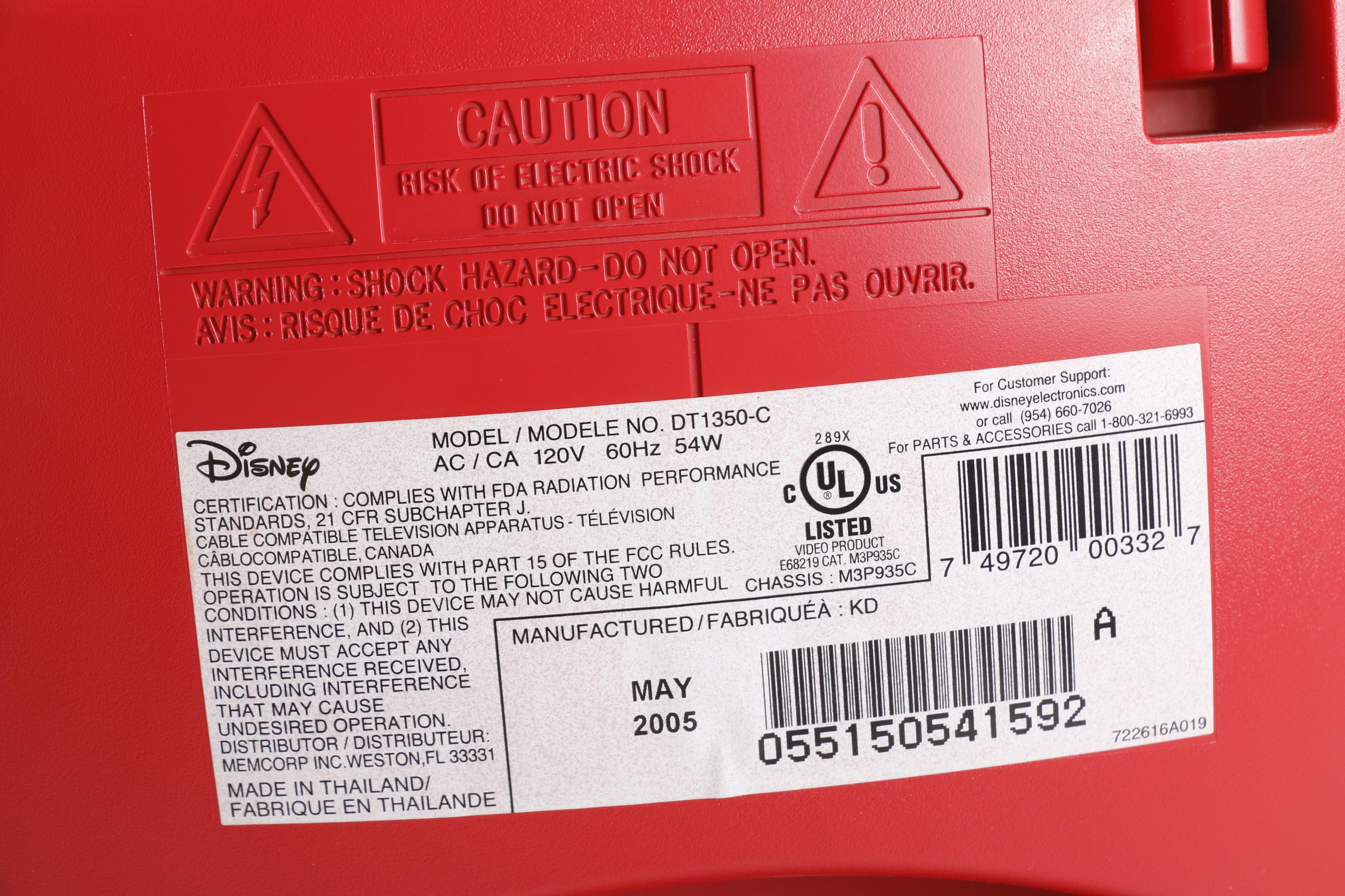 Disney Mickey Mouse Theme Television and Matching VHS/DVD Player