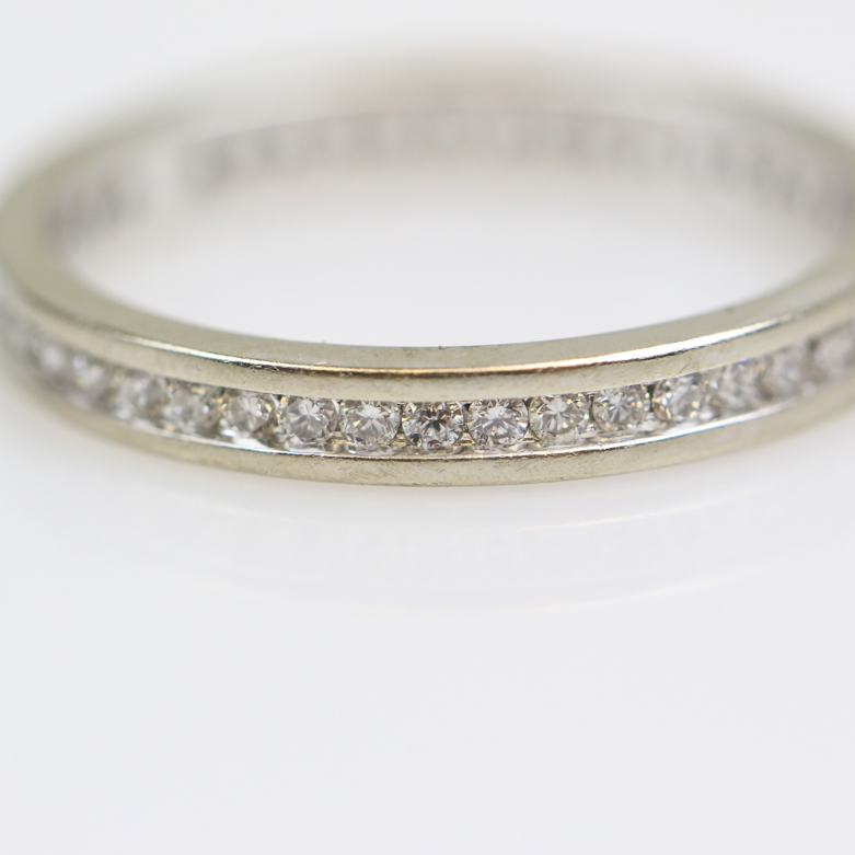 14K White Gold and Channel Set Diamond Eternity Ring