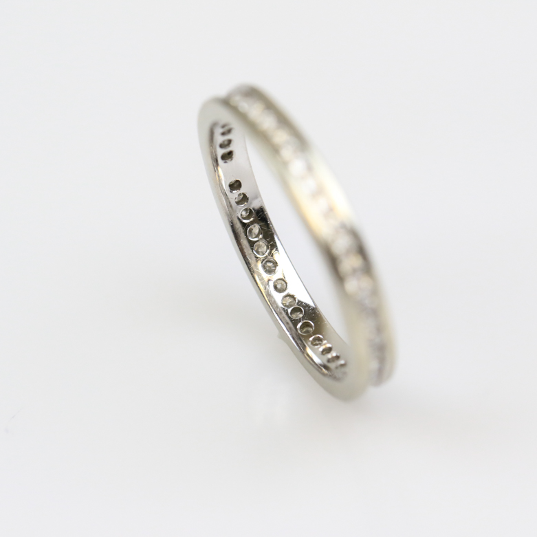 14K White Gold and Channel Set Diamond Eternity Ring