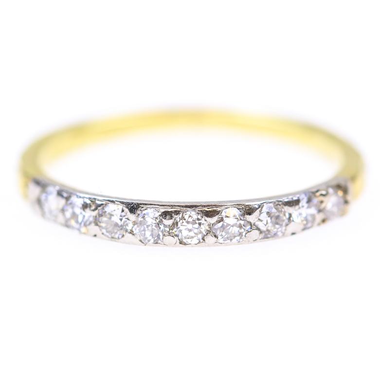 Edwardian Revival 18K Two-Tone Gold and Old European Cut Diamond Band