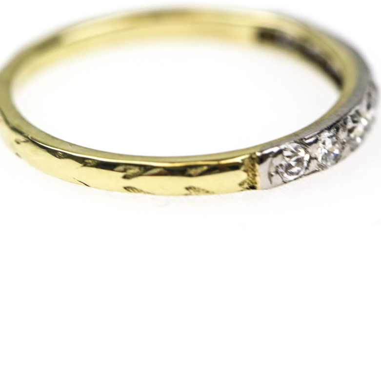 Edwardian Revival 18K Two-Tone Gold and Old European Cut Diamond Band