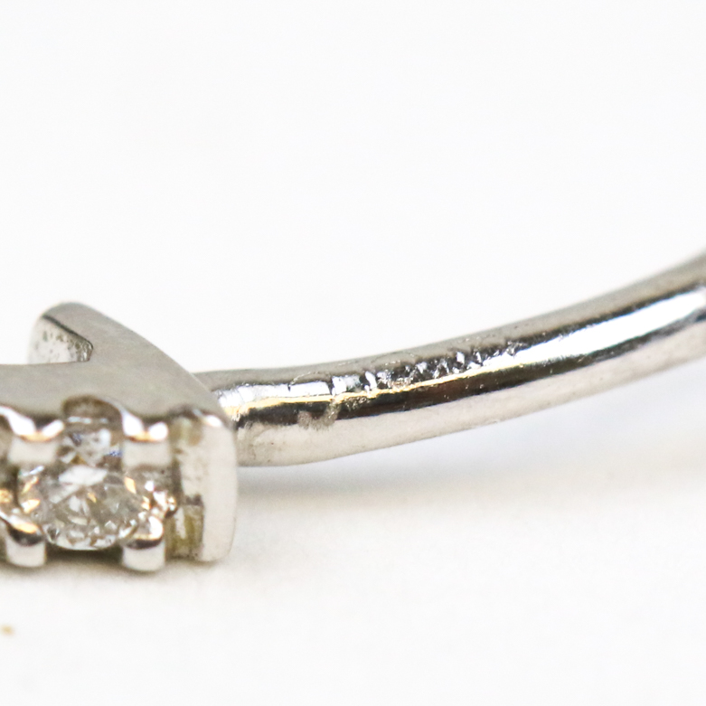 14K White Gold and Diamond Huggie Hoops