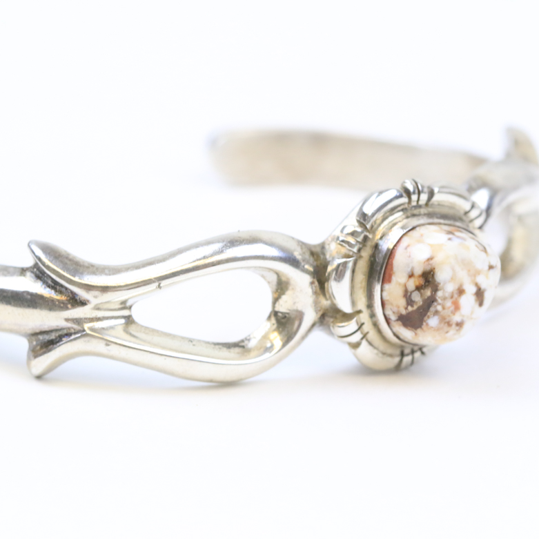 Francis L. Begay Navajo Sterling Silver and Chalcedony Cuff