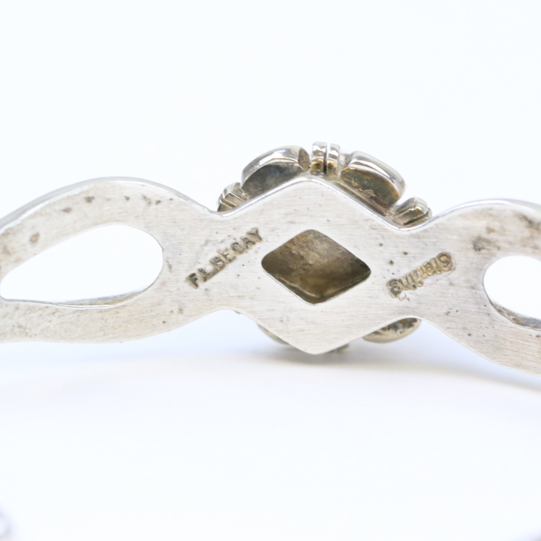 Francis L. Begay Navajo Sterling Silver and Chalcedony Cuff