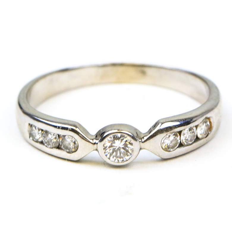 14K White Gold and Diamond Band