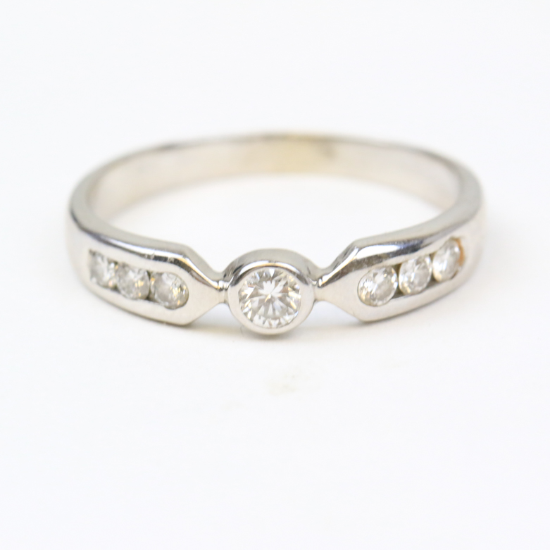 14K White Gold and Diamond Band