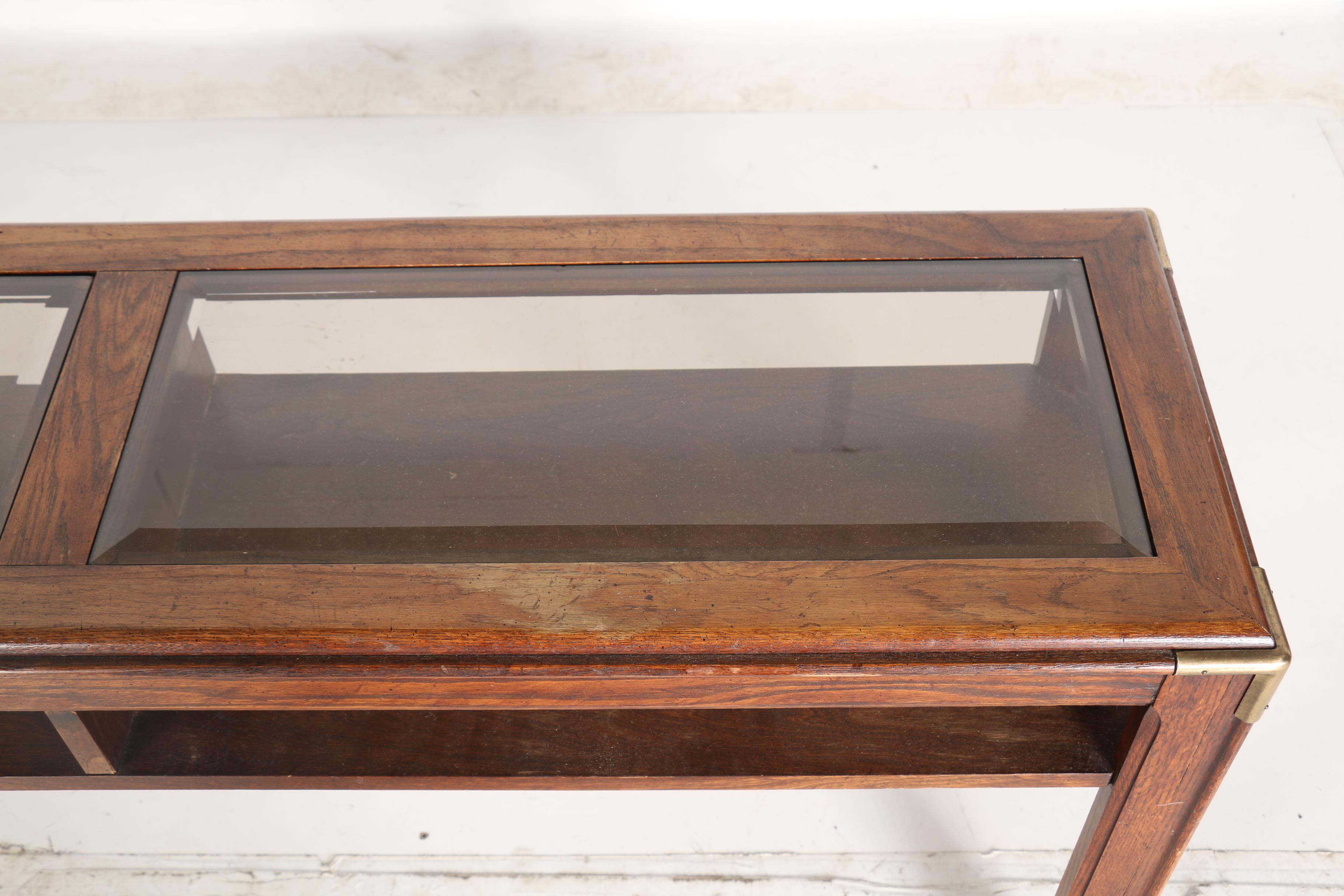 Vintage Glass Top Console Table