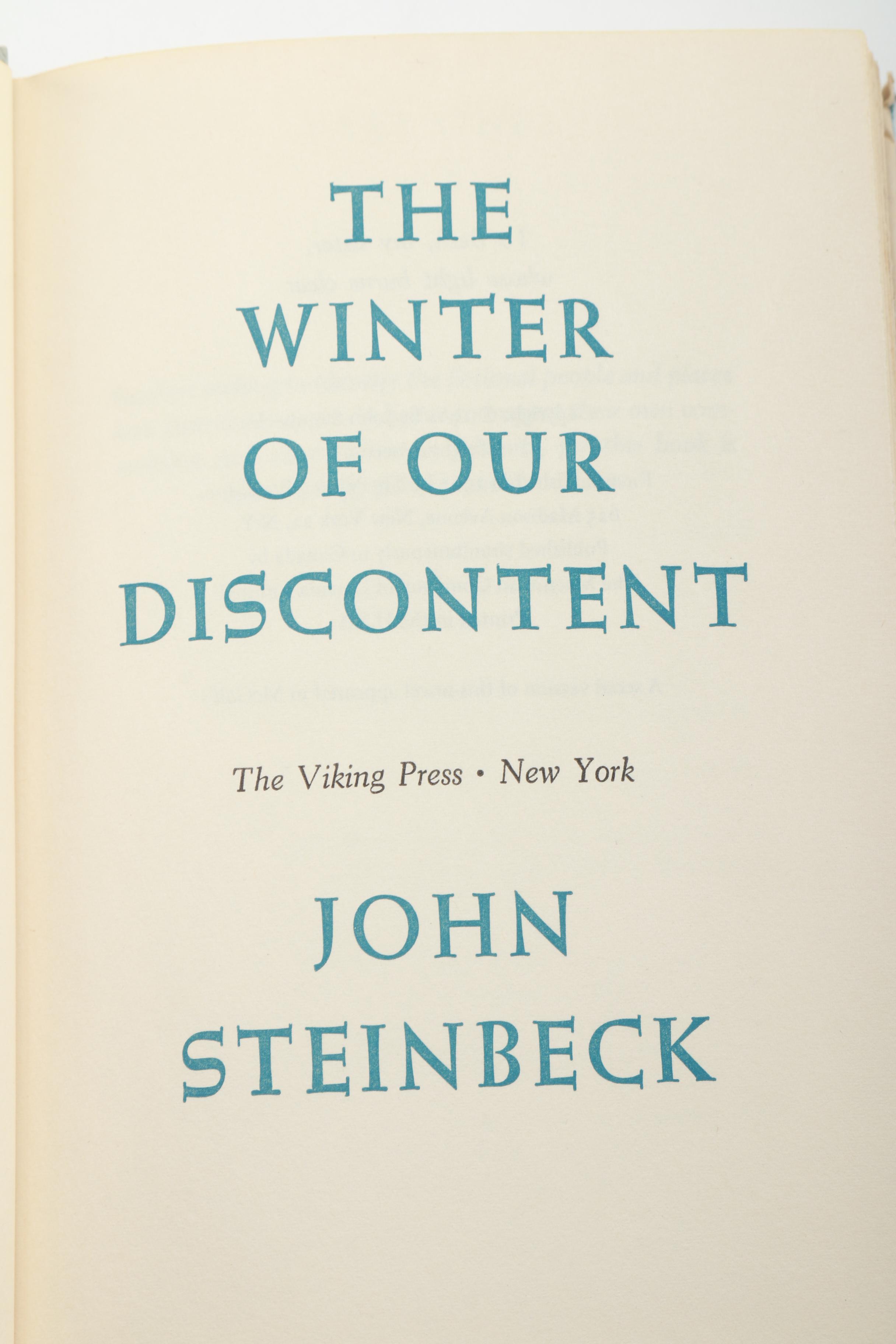 1961 "The Winter of Our Discontent" by John Steinbeck