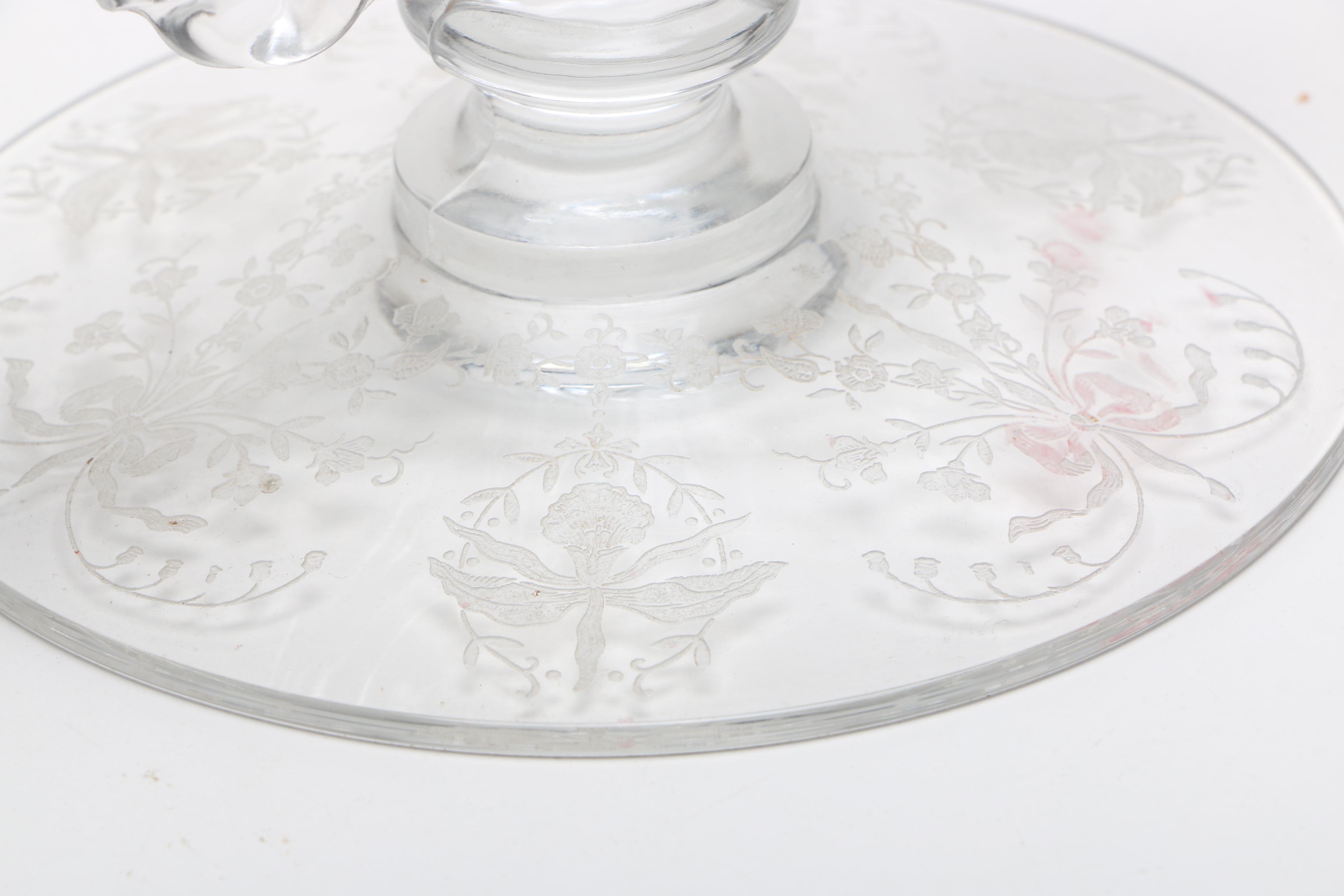 Two Heisey Pressed Glass Candle Holders