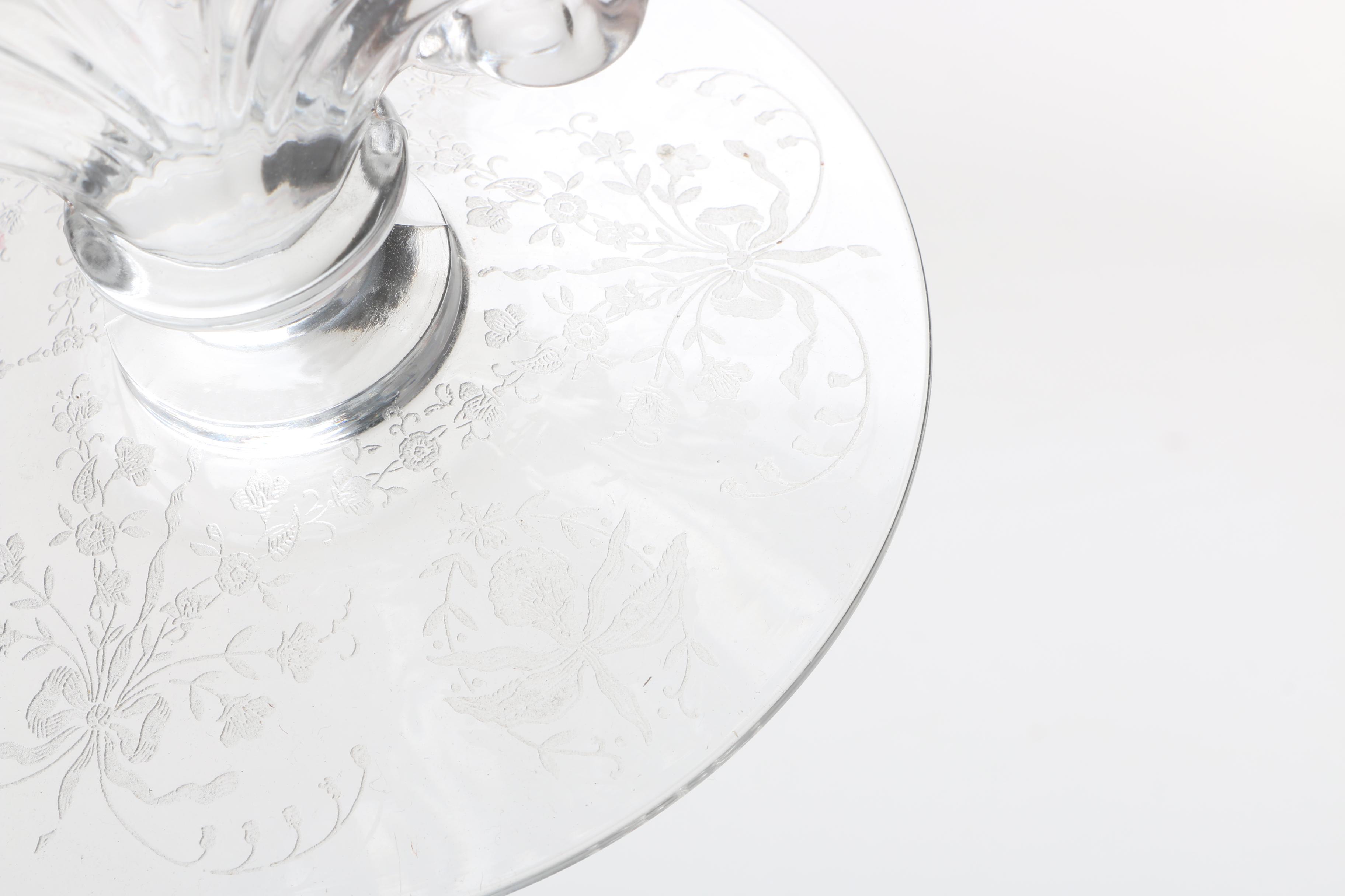 Two Heisey Pressed Glass Candle Holders