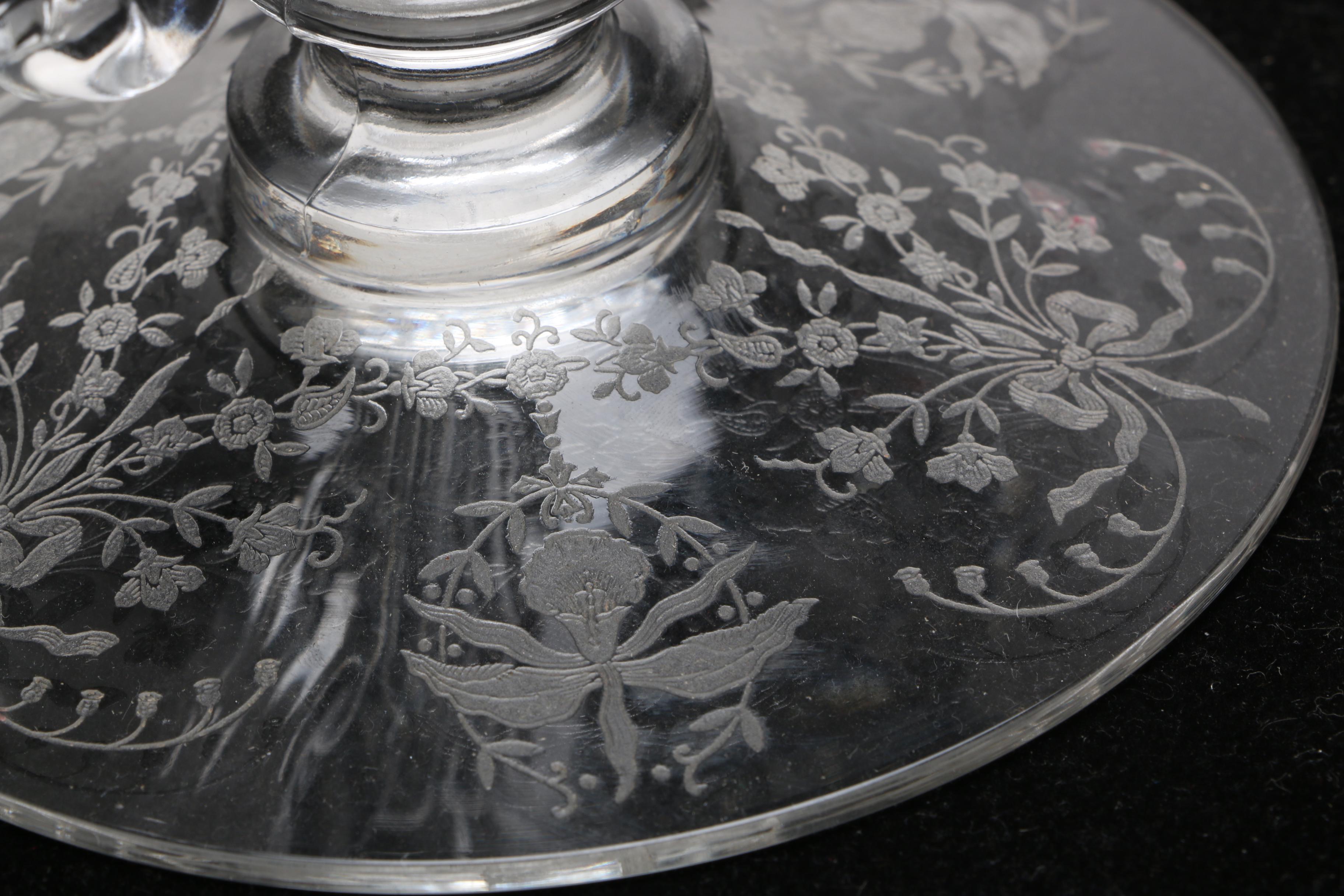 Two Heisey Pressed Glass Candle Holders